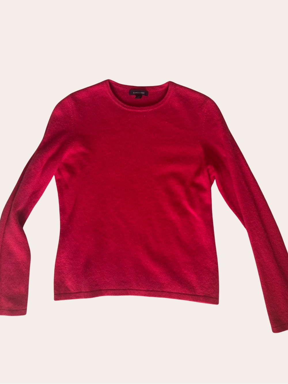 Lands' End Red Long-Sleeve Crewneck 100% Cashmere Top SP